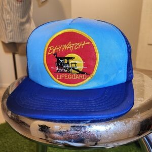 Vintage Blue Baywatch Tv Classic Show Hat Mesh Trucker Style 90s